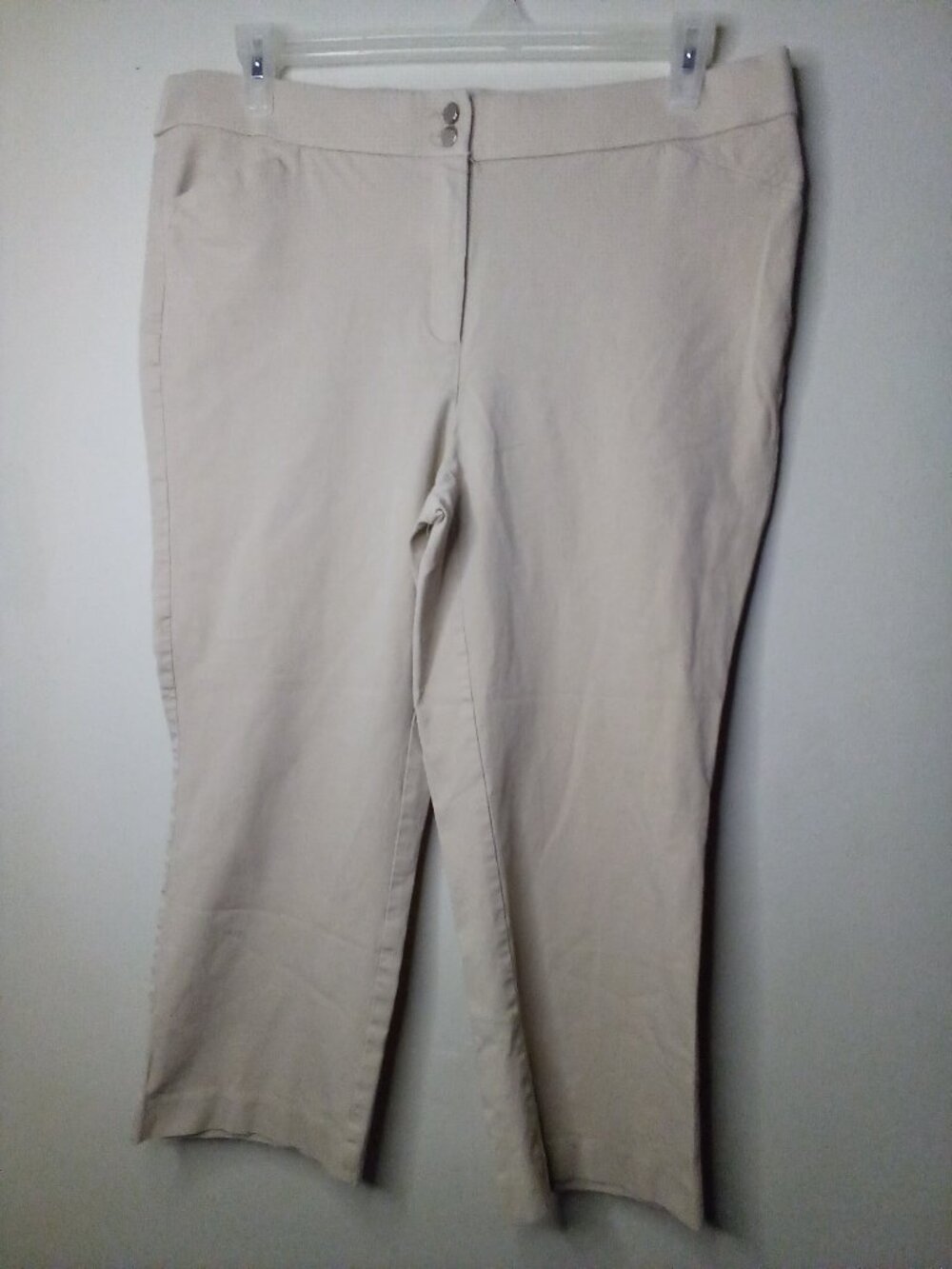 Chico's Cropped Pants Women 2.5 14 Stretch Khaki Tan